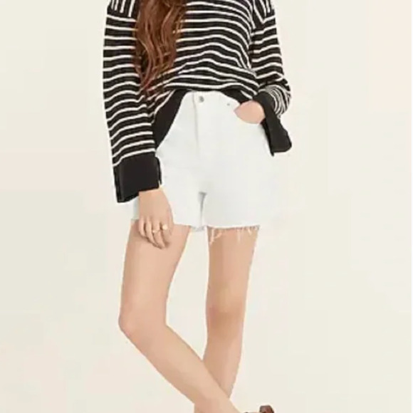 NWT J. CREW Cut Off Shorts 29 High Rise Raw Hem White Denim J.Crew A5225 - Picture 1 of 4